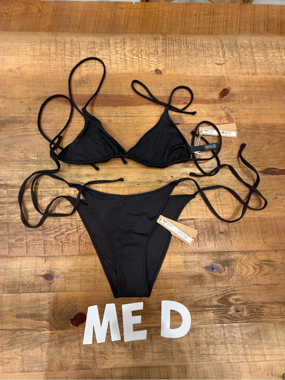 SKIMS Black String Triangle Bikini Set